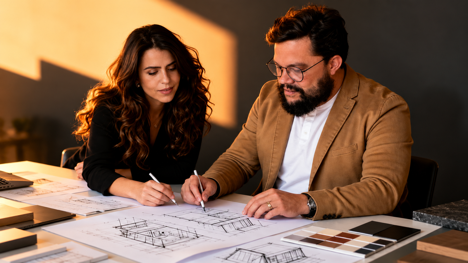Arquitetos da ArqWorking analisando um projeto